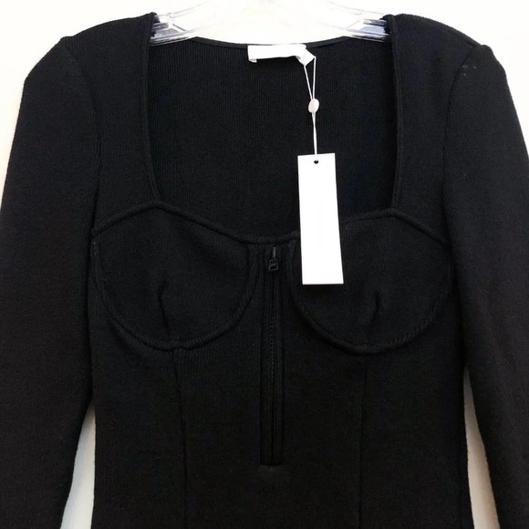 Jonathan Simkhai Standard Pia Bustier Underwire Zip Front Black Mini Dress S NWT - Picture 5 of 10